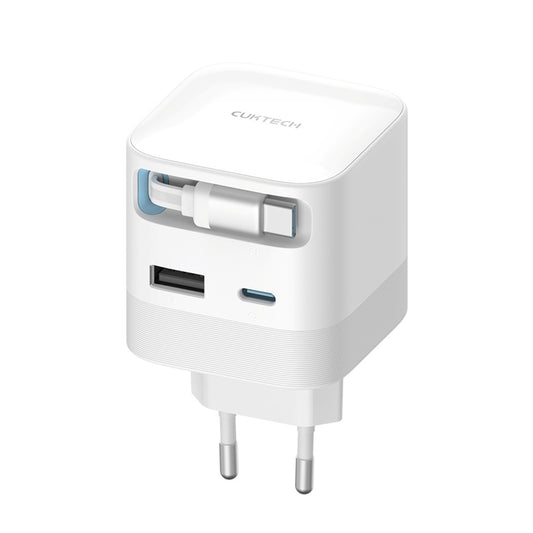Nettlader med USB-C-kabel Cuktech, 67W, 3,25A, 1 x USB-A - 1 x USB-C, hvit CUKA653WEUWT