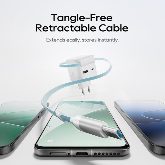 Nettlader med USB-C-kabel Cuktech, 67W, 3,25A, 1 x USB-A - 1 x USB-C, hvit CUKA653WEUWT