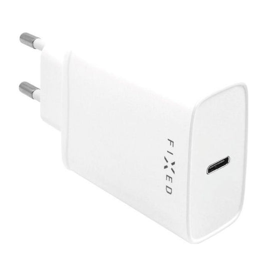 Nettlader med USB-C-kabel Fixed, 20W, 3A, 1 x USB-C, Hvit