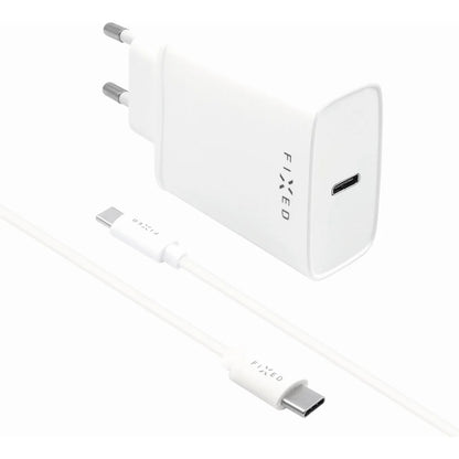 Nettlader med USB-C-kabel Fixed, 20W, 3A, 1 x USB-C, Hvit