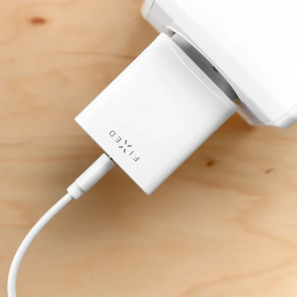 Nettlader med USB-C-kabel Fixed, 20W, 3A, 1 x USB-C, Hvit