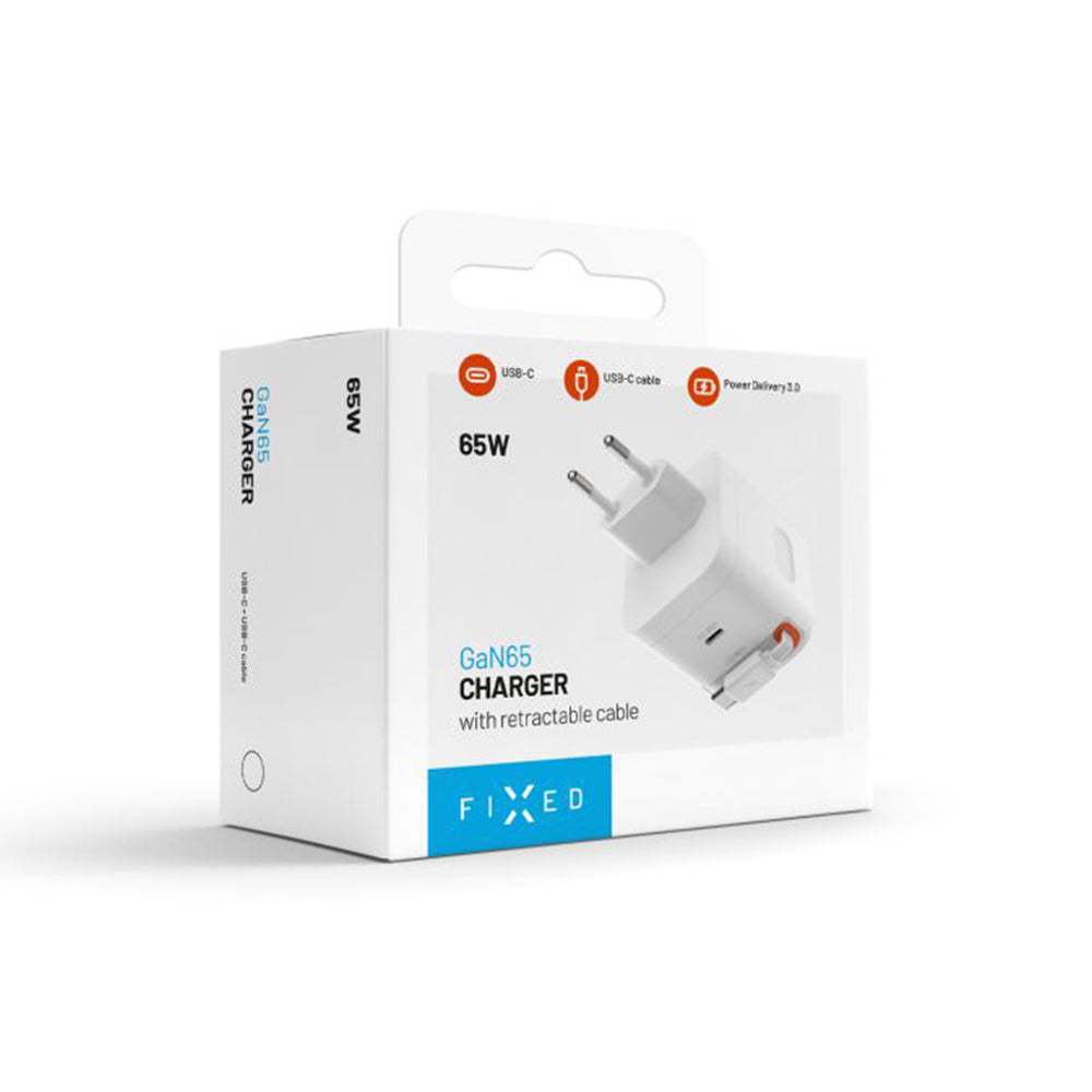 Nettlader med USB-C-kabel Fixed, 65W, 3.25A, 1 x USB-C, Svart