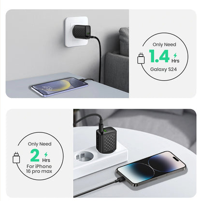 Nettlader med USB-C-kabel Lito LC15T, 20W, 3A, 1 x USB-A - 1 x USB-C, Svart