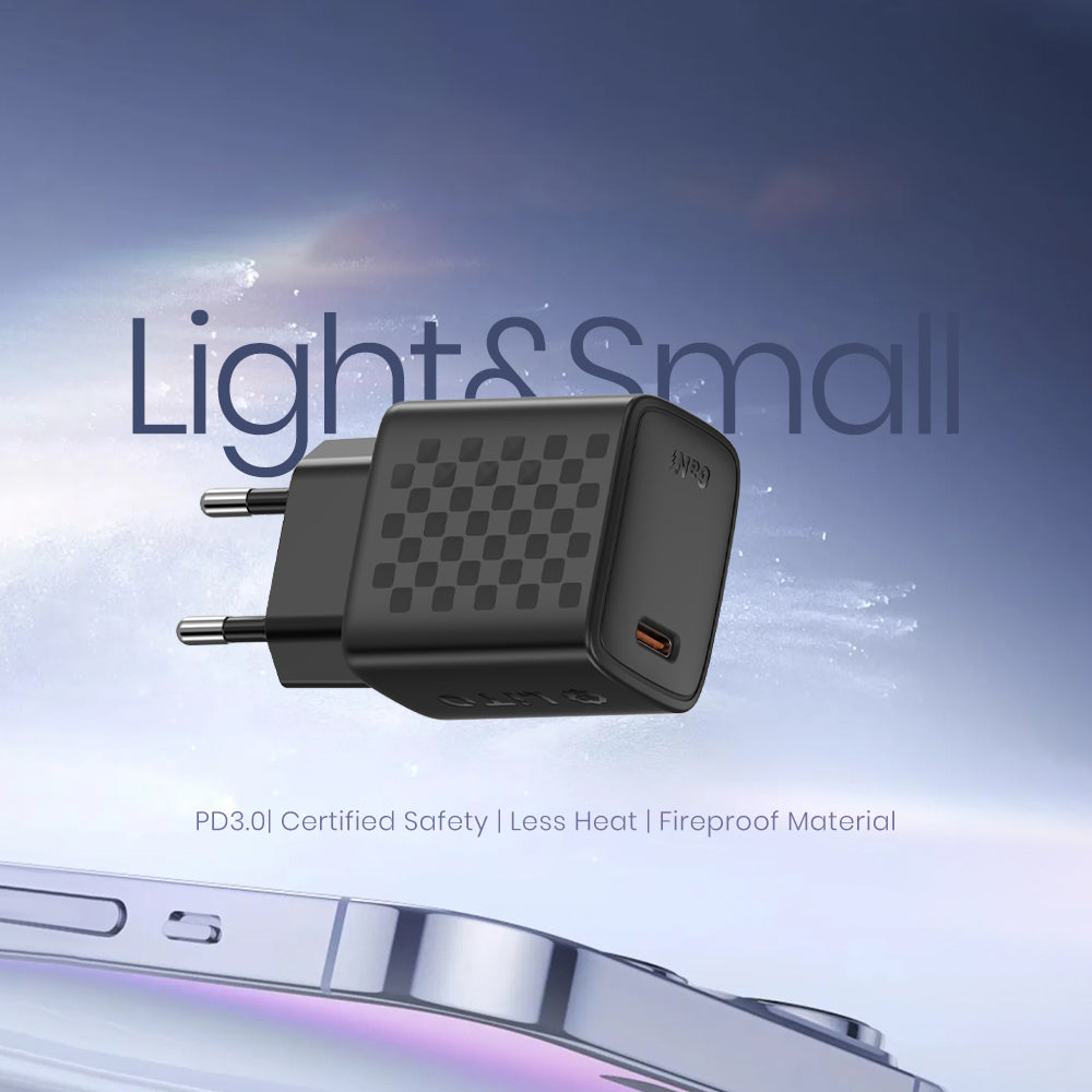 Nettlader med USB-C-kabel Lito LC17T, 30W, 3A, 1 x USB-C, Svart