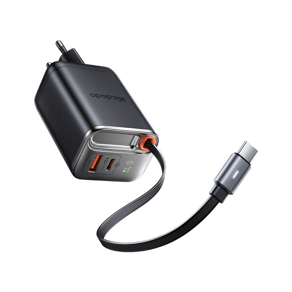Nettlader med USB-C-kabel McDodo CH-4100 FreeGo Display, 67W, 3.35A, 1 x USB-A - 1 x USB-C, Svart