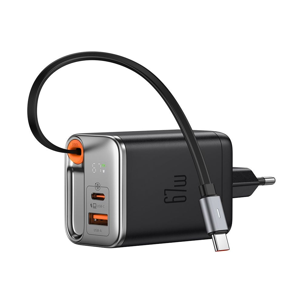 Nettlader med USB-C-kabel McDodo CH-4100 FreeGo Display, 67W, 3.35A, 1 x USB-A - 1 x USB-C, Svart
