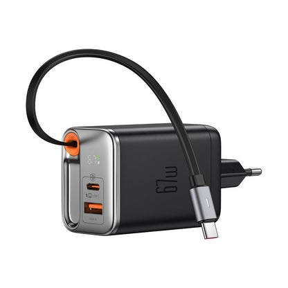 Nettlader med USB-C-kabel McDodo CH-4100 FreeGo Display, 67W, 3.35A, 1 x USB-A - 1 x USB-C, Svart