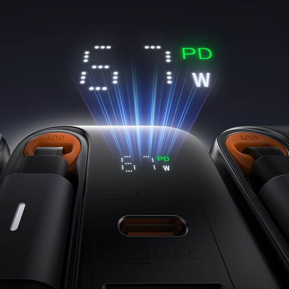 Nettlader med USB-C-kabel McDodo CH-4100 FreeGo Display, 67W, 3.35A, 1 x USB-A - 1 x USB-C, Svart