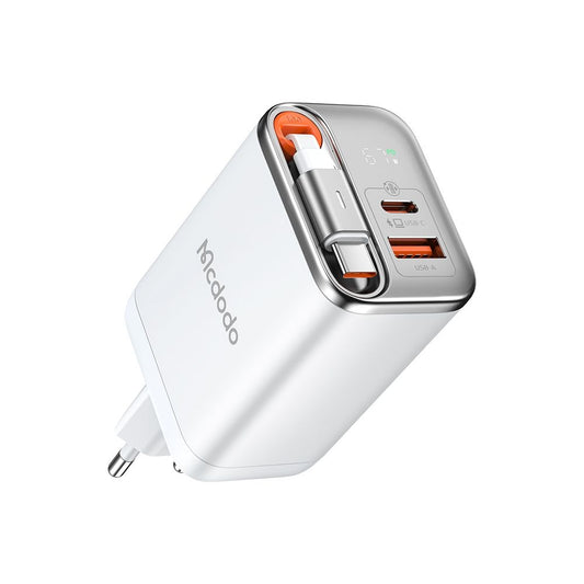 Nettlader med USB-C-kabel McDodo CH-4103 FreeGo Display, 67W, 3.35A, 1 x USB-A - 1 x USB-C, Hvit