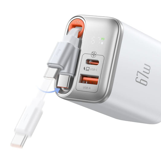Nettlader med USB-C-kabel McDodo CH-4103 FreeGo Display, 67W, 3.35A, 1 x USB-A - 1 x USB-C, Hvit