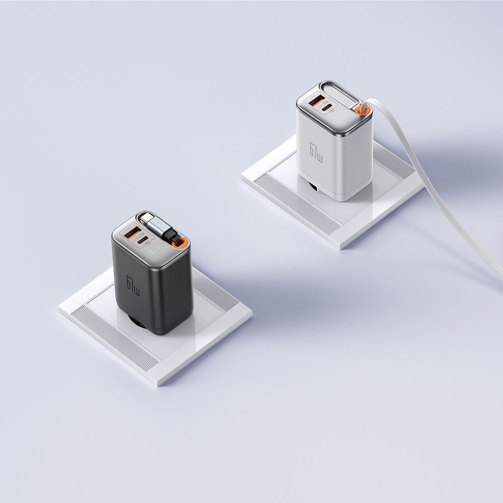 Nettlader med USB-C-kabel McDodo CH-4103 FreeGo Display, 67W, 3.35A, 1 x USB-A - 1 x USB-C, Hvit