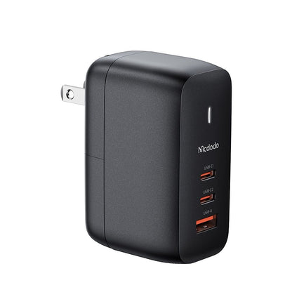 Nettlader med USB-C-kabel McDodo CH-8442 Mecha Travel, 65W, 5A, 1 x USB-A - 2 x USB-C, Svart