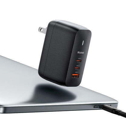 Nettlader med USB-C-kabel McDodo CH-8442 Mecha Travel, 65W, 5A, 1 x USB-A - 2 x USB-C, Svart