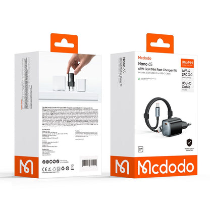 Nettlader med USB-C-kabel Mcdodo Nano CH-8262, 65W, 3,25A, 1 x USB-C, Svart