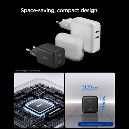 Nettlader med USB-C-kabel Spigen EE451EU Essential, 45W, 3A, 1 x USB-C, Svart ACH09474