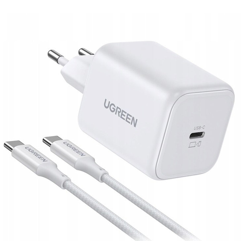 Nettlader med USB-C-kabel UGREEN X524 (65055), 45W, 3A, 1 x USB-C, hvit