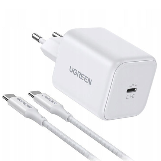 Nettlader med USB-C-kabel UGREEN X524 (65055), 45W, 3A, 1 x USB-C, hvit