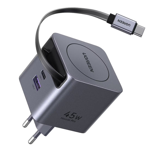 Nettlader med USB-C-kabel UGREEN X614, 45W, 3A, 1 x USB-A - 1 x USB-C, Grå
