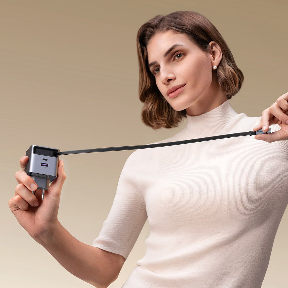 Nettlader med USB-C-kabel UGREEN X614, 45W, 3A, 1 x USB-A - 1 x USB-C, Grå