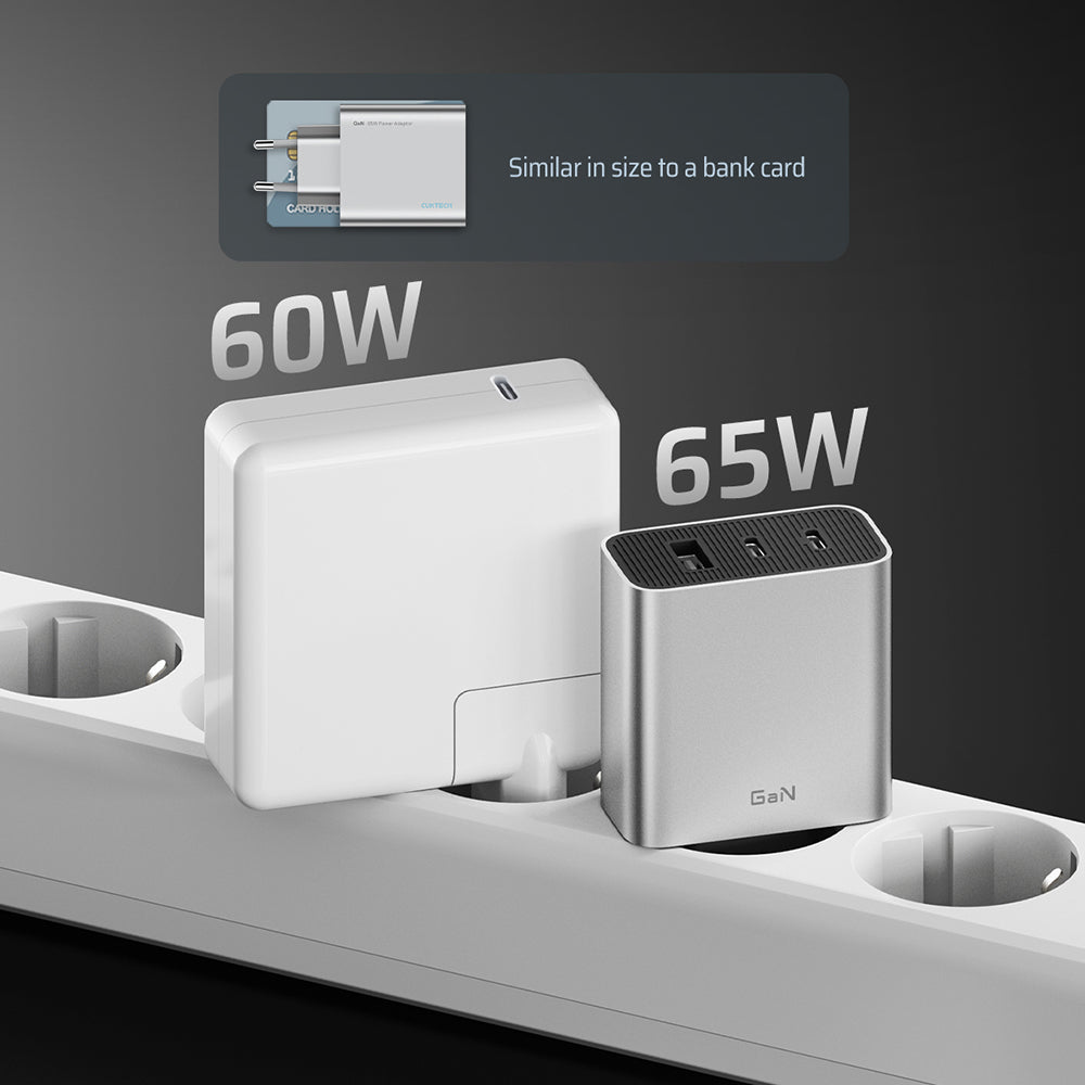 Cuktech nettadapter, 65W, 3,25A, 1 x USB-A - 2 x USB-C, hvit CUK0A15CEUSL