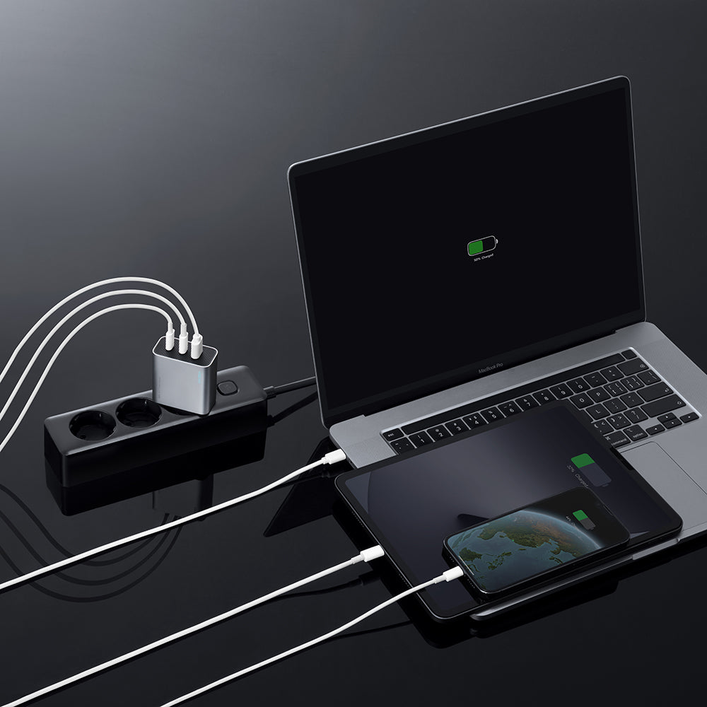 Cuktech nettadapter, 65W, 3,25A, 1 x USB-A - 2 x USB-C, hvit CUK0A15CEUSL