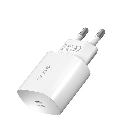 Nettlader med USB-C-kabel DEVIA RLC-383, 25W, 3A, 1 x USB-C, Hvit