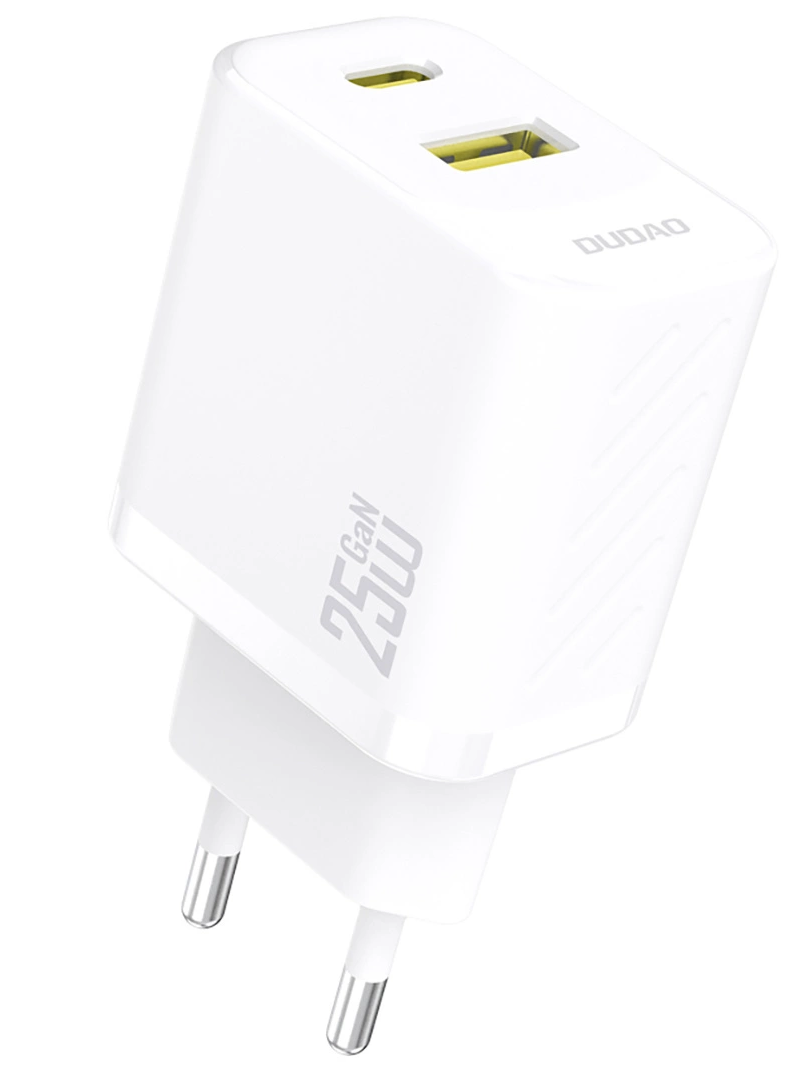 Dudao A26T nettverkslader, 25W, 3A, 1 x USB-A - 1 x USB-C, Hvit