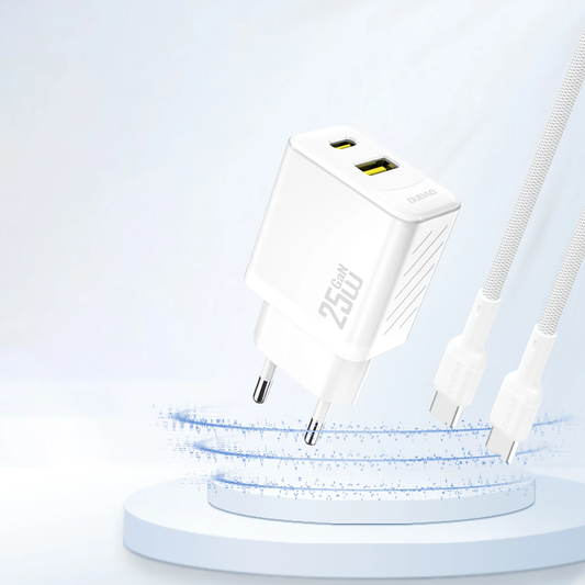 Dudao A26T nettverkslader, 25W, 3A, 1 x USB-A - 1 x USB-C, Hvit