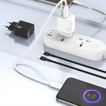Lader for nettverk Dudao A27, 25W, 3A, 1 x USB-C, Svart