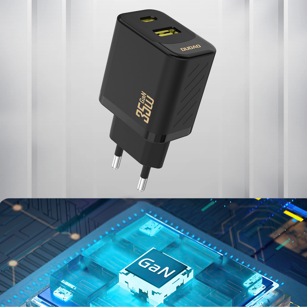 Dudao A27 Max Nettlader, 35W, 1 x USB-A - 1 x USB-C, Svart