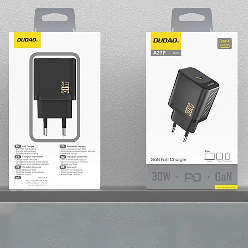 Lader for nettverk Dudao A27P, 30W, 3A, 1 x USB-C, Svart