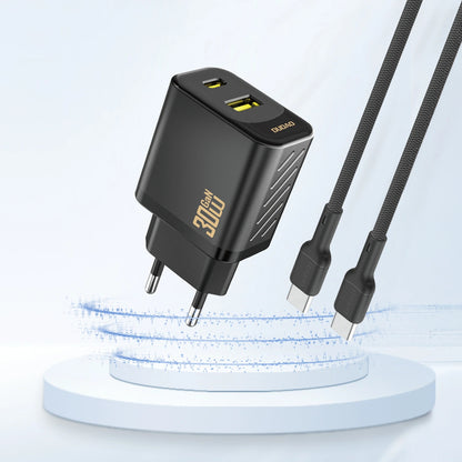 Nettlader Dudao A27TEU, 30W, 3A, 1 x USB-A - 1 x USB-C, Svart