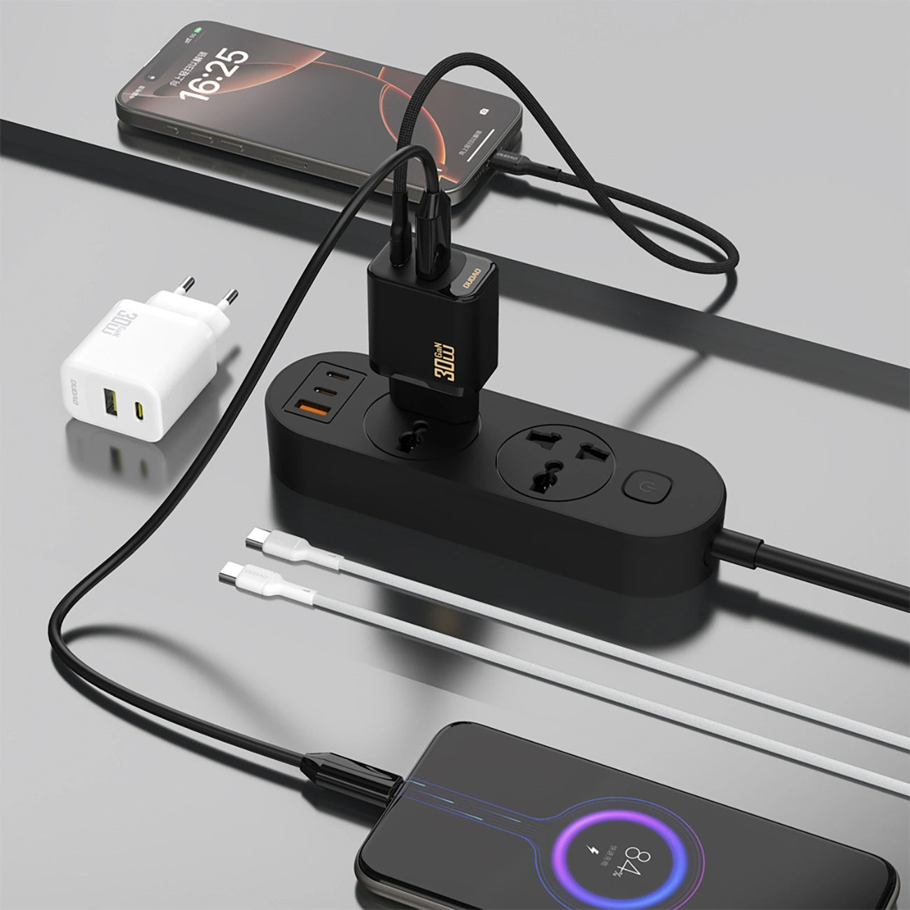 Nettlader Dudao A27TEU, 30W, 3A, 1 x USB-A - 1 x USB-C, Svart