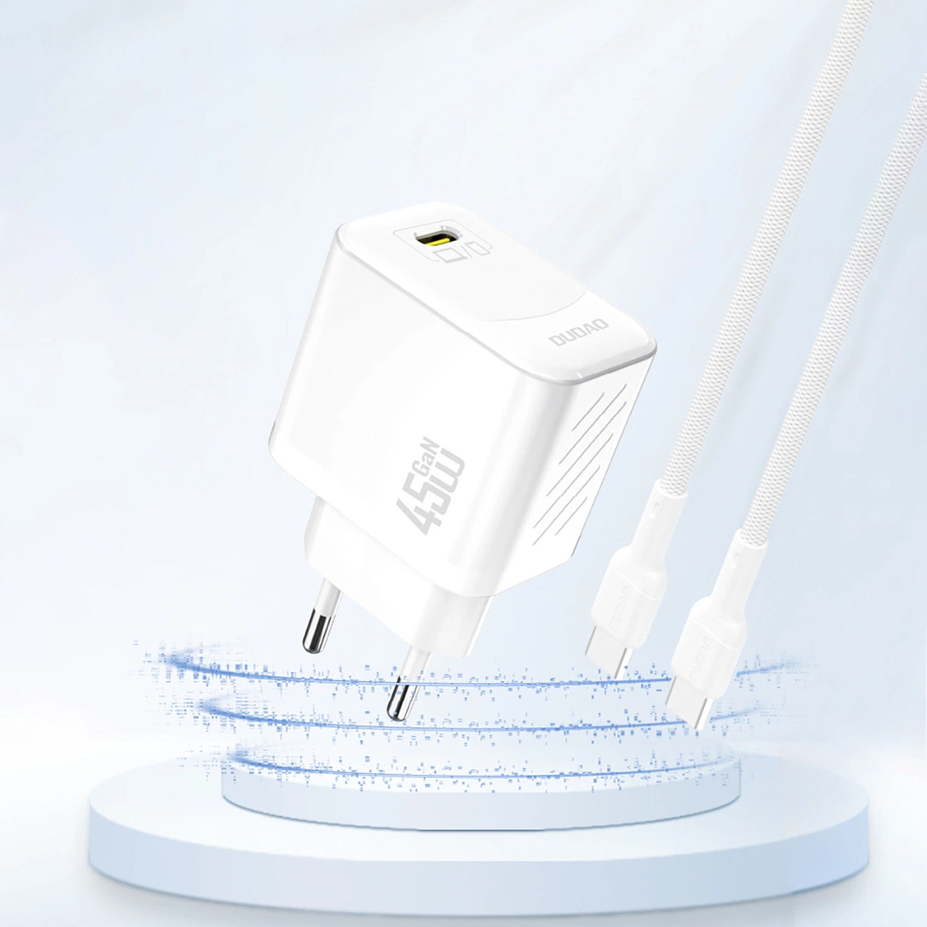 Lader for nettverk Dudao A28, 45W, 3A, 1 x USB-C, Hvit