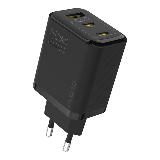 Lader for nettverk Dudao A29, 65W, 1 x USB-A - 2 x USB-C, Svart