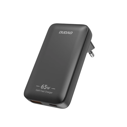 Dudao A65Q Travel Nettlader, 65W, 3.25A, 1 x USB-A - 1 x USB-C, Svart