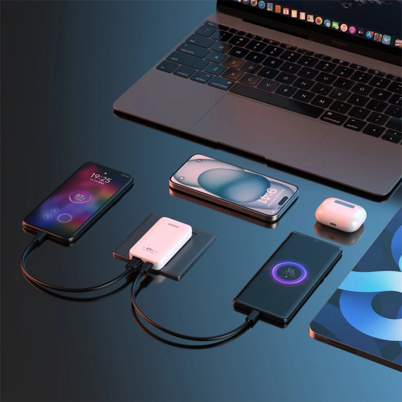 Dudao A65Q Travel Nettlader, 65W, 3.25A, 1 x USB-A - 1 x USB-C, Hvit
