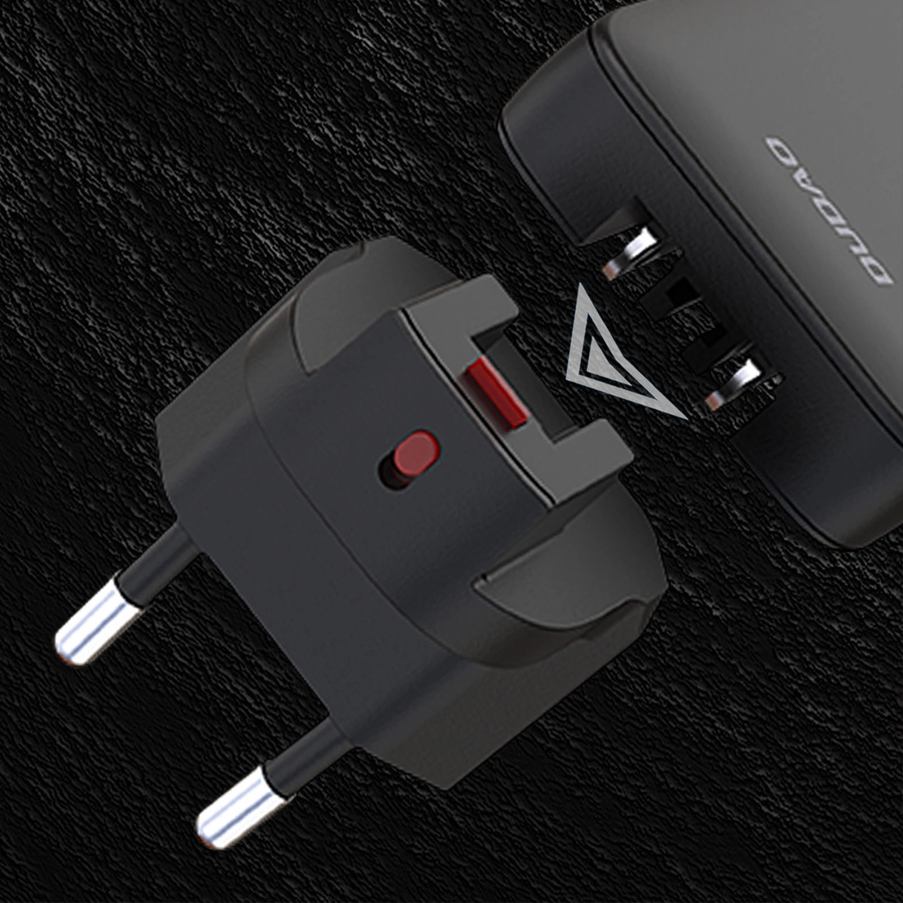 Dudao A65Q Travel Nettlader, 65W, 3.25A, 1 x USB-A - 1 x USB-C, Svart