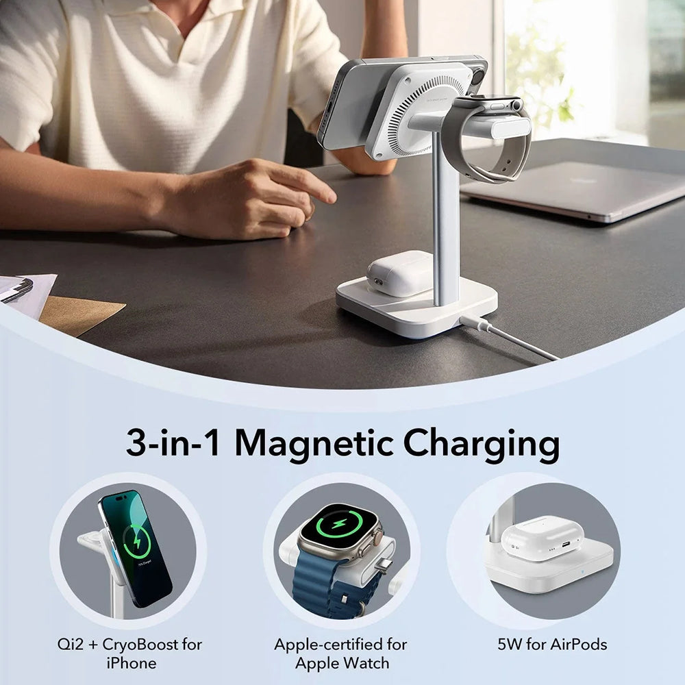 Trådløs Nettlader ESR CryoBoost 3in1, 25W, 1.67A, Svart