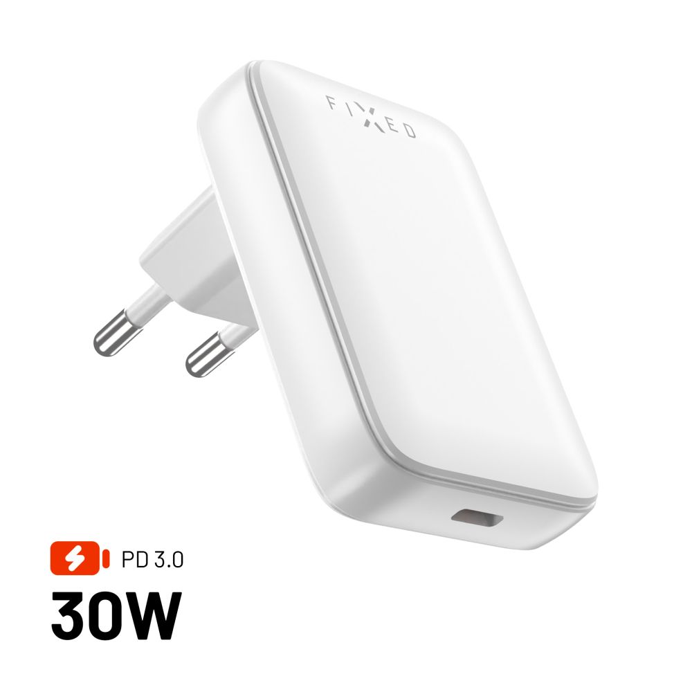 Nettlader Fixed, 30W, 3A, 1 x USB-C, Hvit