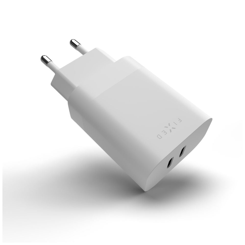 Nettlader Fixed, 35W, 3A, 2 x USB-C, Hvit