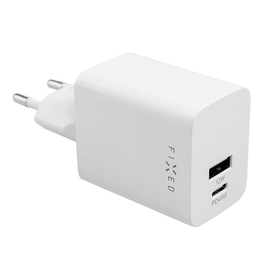 Nettlader Fixed Mini, 45W, 3A, 1 x USB-A - 1 x USB-C, Hvit