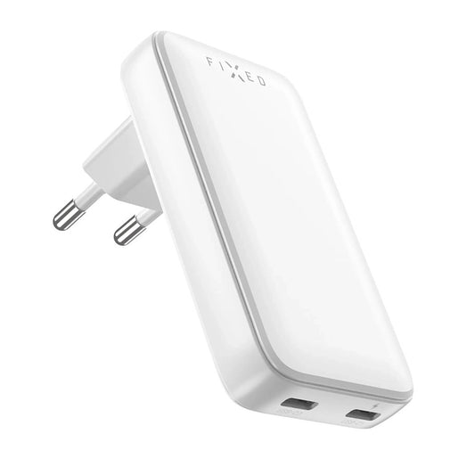 Lader Fixed Slim, 45W, 3A, 2 x USB-C, Hvit