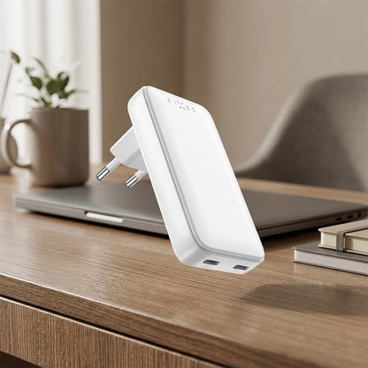 Lader Fixed Slim, 45W, 3A, 2 x USB-C, Hvit