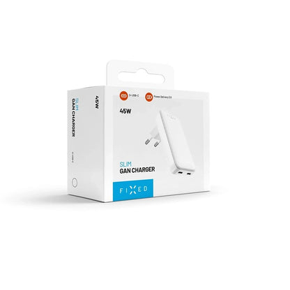 Lader Fixed Slim, 45W, 3A, 2 x USB-C, Hvit