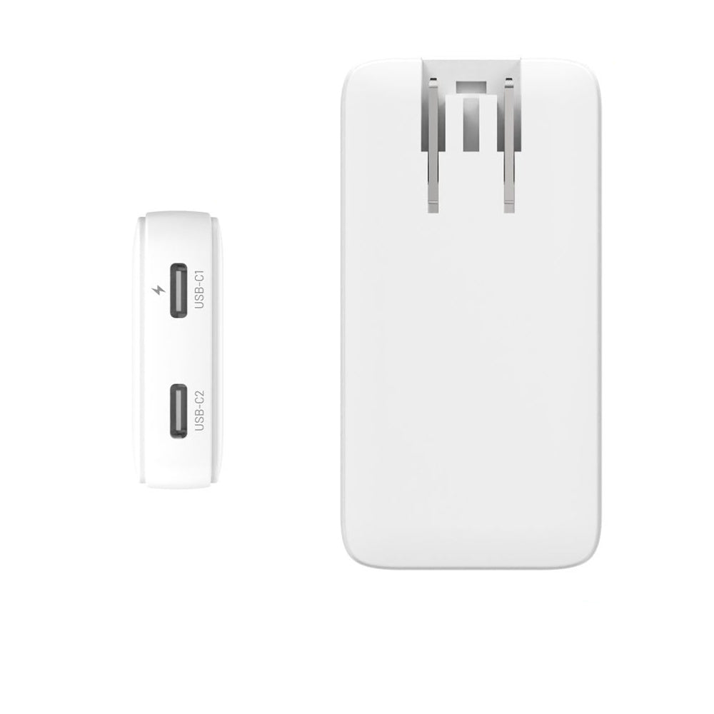 Lader for nettverk Fixed Travel, 45W, 3A, 2 x USB-C, Hvit