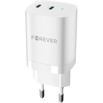 Lader Nettverk Forever TC-05-35CC, 35W, 3A, 2 x USB-C, Hvit