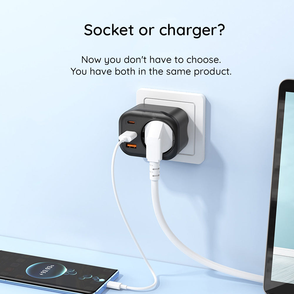 Nettlader HAVIT UC142, 30W, 3A, 1 x USB-A - 2 x USB-C - 1 x Schuko, Svart