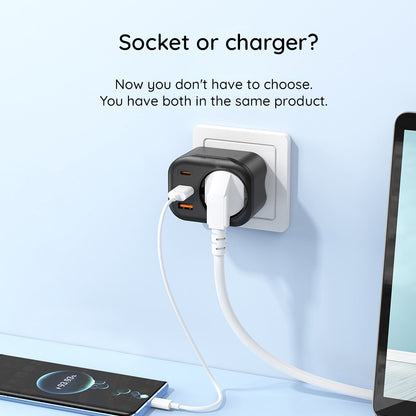 Nettlader HAVIT UC142, 30W, 3A, 1 x USB-A - 2 x USB-C - 1 x Schuko, Svart