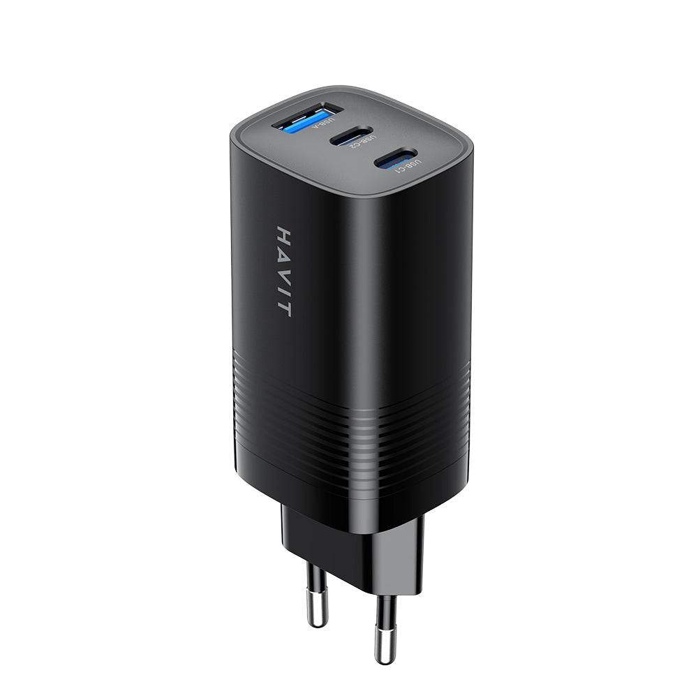 Nettlader HAVIT UC20, 65W, 3A, 1 x USB-A - 2 x USB-C, Svart